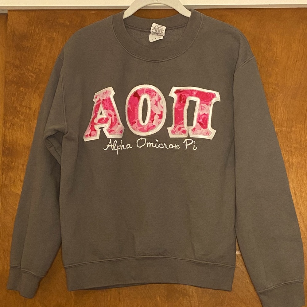 Alpha Omicron Pi stitch letters crewneck!